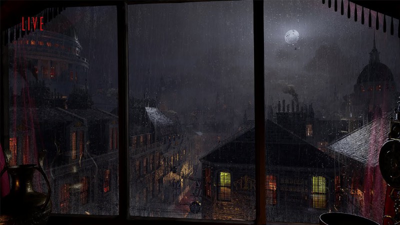 image 0 24/7 Heavy Rain In Victorian London : Rain On Window : Fall Asleep Fast : Sleep Well : 4k