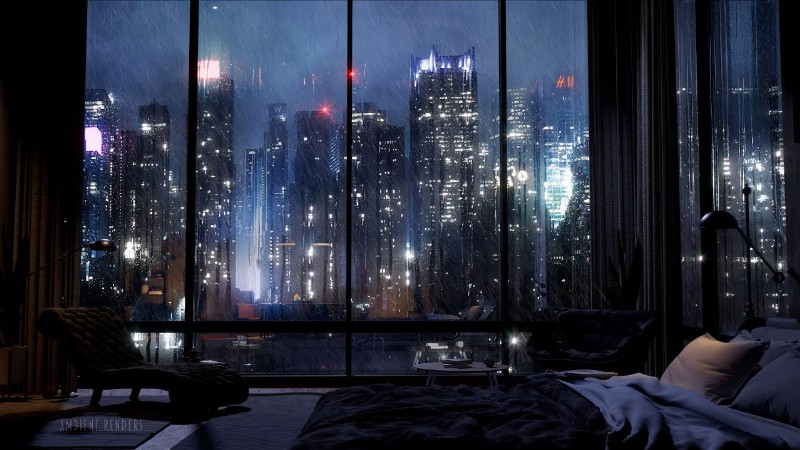 24/7 Luxury Nyc Apartment With An Amazing View Of Manhattan : Wind & Rain Sounds For Sleeping :
