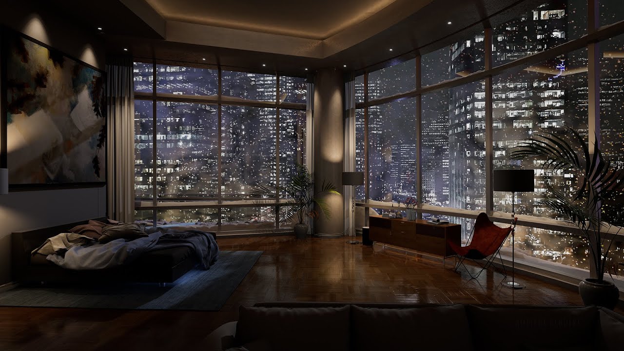 A Good Night's Sleep In This Snowy & Luxurious Chicago Penthouse : Soothing Wind Sounds For Sleeping