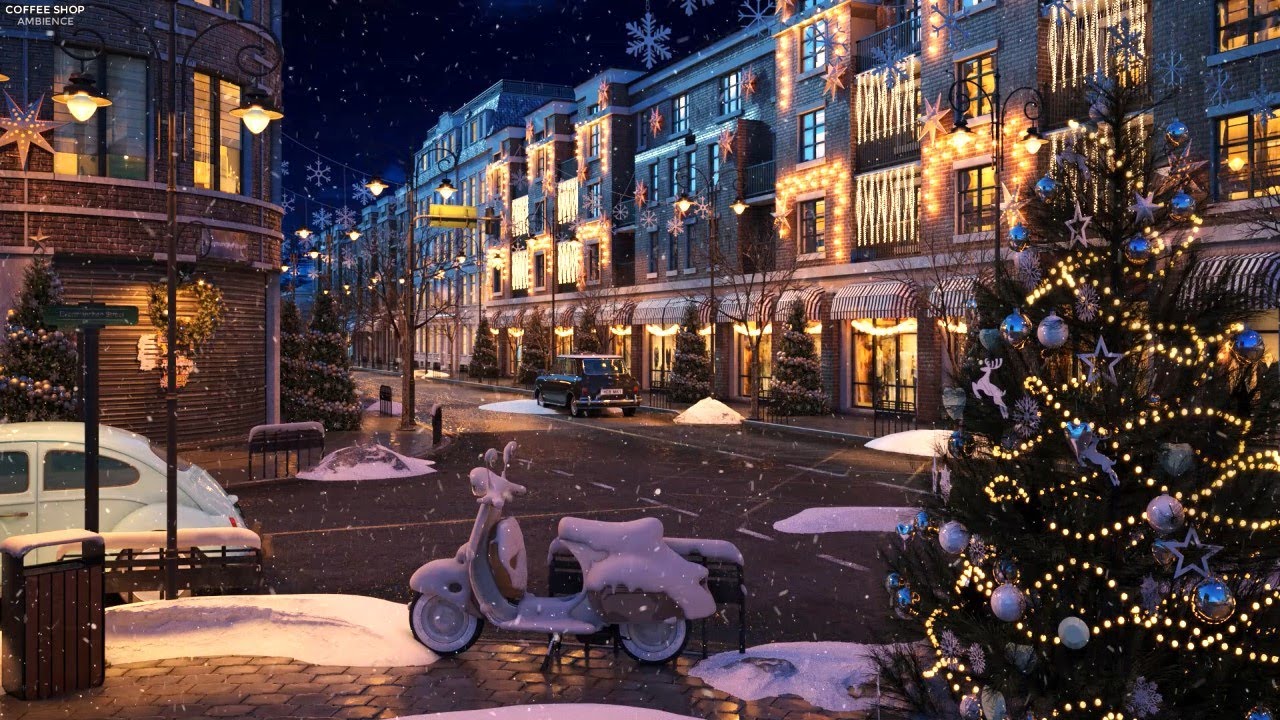 image 0 Christmas Street Lights With Relaxing Night Jazz Music