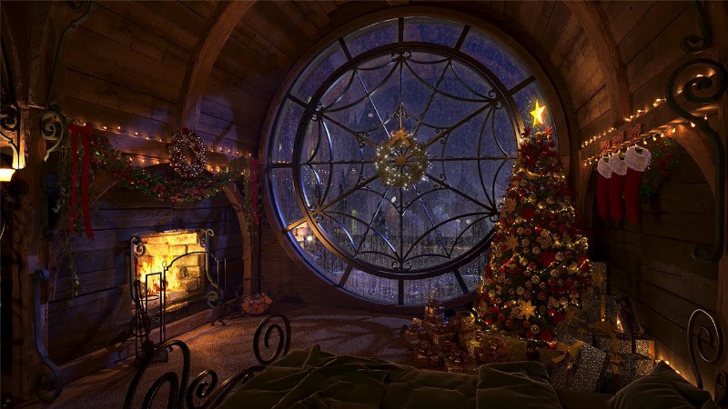 image 0 Cozy Room Ambience With A Warm Fireplace At Christmas : Gentle Fireplace Sounds : For Sleeping : 4k