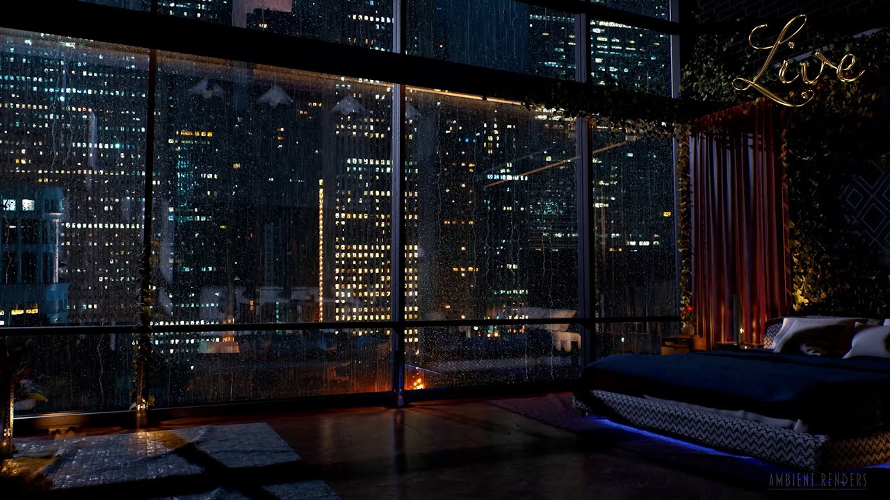 Luxury Chicago Apartment : 24/7 Live Stream : Rain On Window Sounds For Sleeping