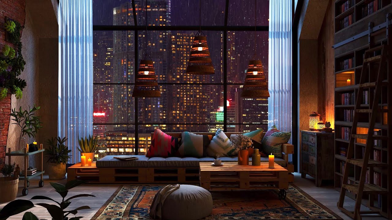 image 0 New York Apartment : Rain On Window : Cozy Reading Nook Ambience