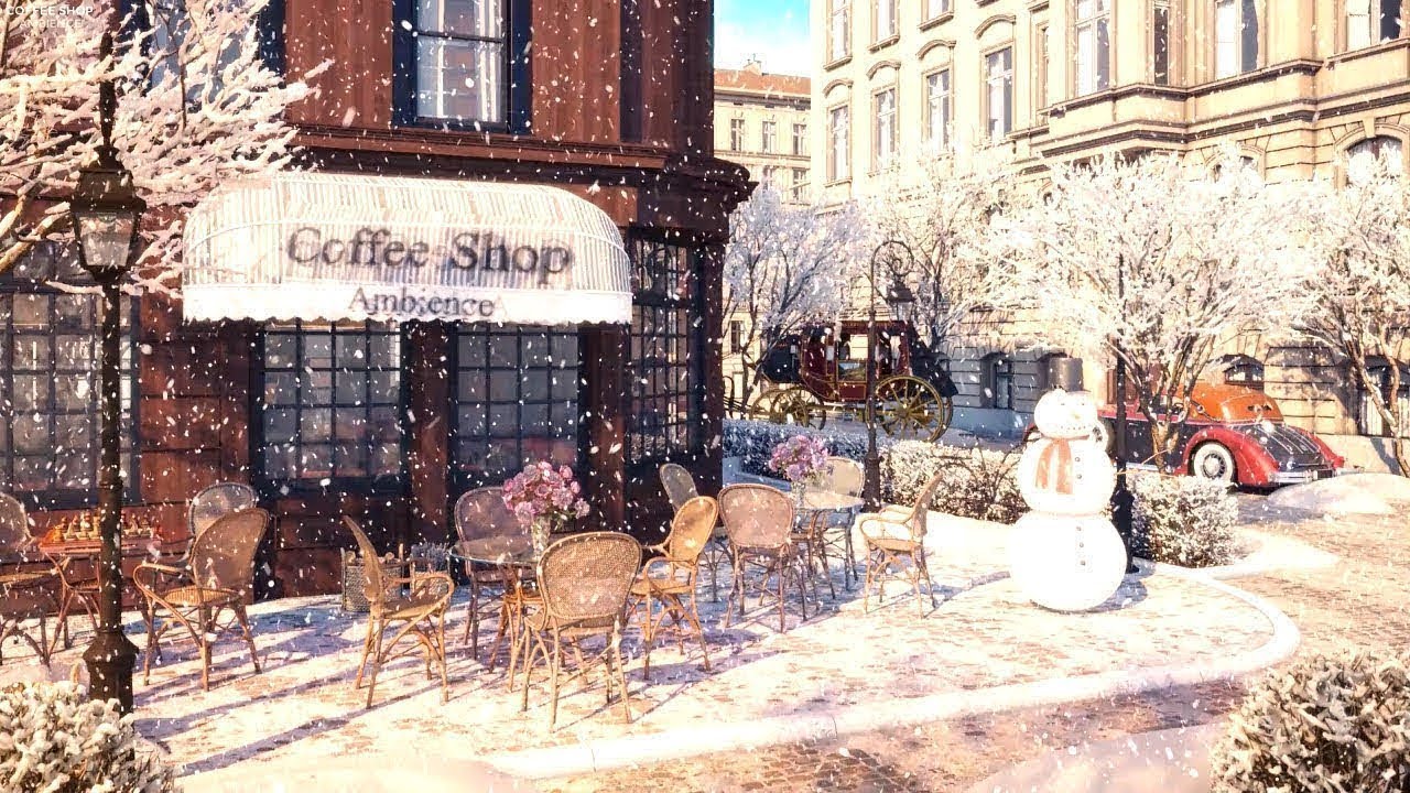 image 0 Snowy Day At Coffee Shop Ambience With Relaxing Smooth Jazz Music 24/7