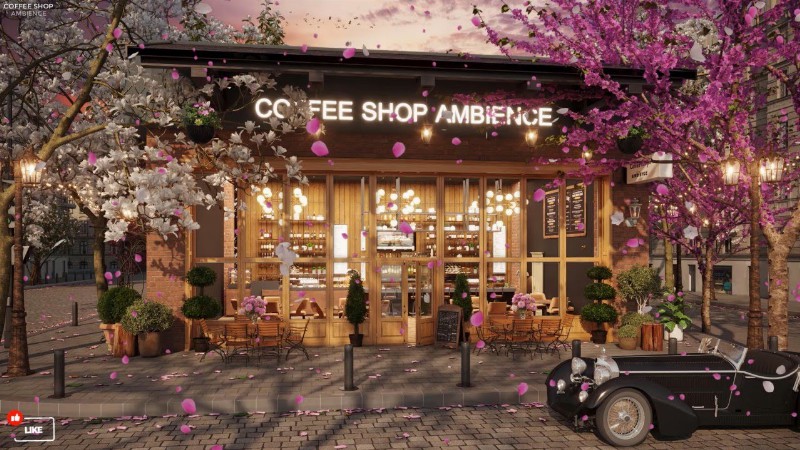 image 0 Springtime Street At Coffee Shop Ambience With Chill Jazz & Beats To Relax