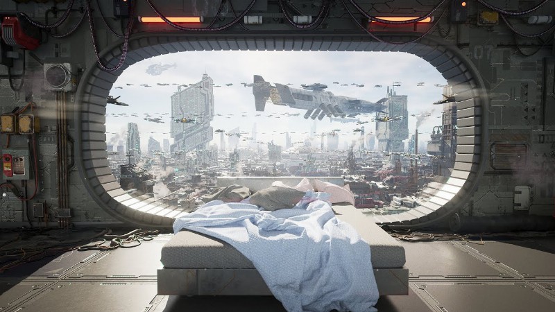 image 0 The Perfect View From A High Rise Sci-fi Bedroom  : Star Wars & Bladerunner Inspired : 4k : 8 Hours